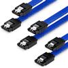 deleyCON 3x 50cm SATA 3 Nylon Cavi Set Cavo Dati 6 Gbit/s Cavo di Collegamento Cavo di Attacco Scheda Madre HDD SSD Disco Rigido 2 Spina S-ATA Dritta Blu