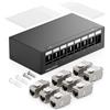 deleyCON 8 Porte CAT7 Set di Pannelli Patch con 8x CAT.7 RJ45 Modulo Jack Keystone STP 10 Gbit/s - Compatibile con Cavo di Installazione CAT6 CAT6a CAT7 CAT8 Cavo di Rete Ethernet LAN DSL - Nero