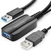 deleyCON 10m Cavo di Prolunga USB 3.2 Gen1 Attivo con Amplificatore di Segnale - 5 Gbit/s - USB‑A a A - per PC, Computer, Laptop, Stampante e Scanner