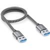 deleyCON 0,30m Cavo USB 3.0 Corto - 5Gbps Super Speed (2x Connettore USB-A) Connettori Alluminio + Linea Nylon Dati per Laptop, HDD, Stampante, Modem, Dischi, Fotocamere ecc.