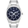 Rhodenwald & Söhne Orologi da uomo acciaio inox argento quarzo 5 ATM | Cinturino in acciaio inox, argento, bracciale a maglie, multifunzione, quadrante blu, vetro minerale, orologio da polso