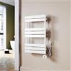 SUNXURY Scaldasalviette elettrico da bagno, 800 x 500 mm, con termostato programmabile, portasciugamani piatto con funzione timer e regolatore di temperatura, bianco