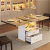 Kebnor Tavolo da pranzo allungabile, 110 x 80 x 75 cm, adatto per sale da pranzo, cucine o terrazze, con illuminazione LED, tavolo da pranzo in legno allungabile a 140 cm (Bianco)