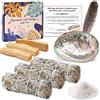 VIPNAJI Sage Smudge Kit - Bastoncini di Salvia Bianca, Naturale Palo Santo, Abalone Shell 12,5-15,2 cm,Piuma e Sabbia Bianca, kit purificativa, fatte a mano, elimina negatività