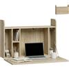 HOMCOM Scrivania da Parete con Ripiani Salvaspazio 77x20x51 cm Rovere | Scrivania per Computer a Parete, per Casa e Ufficio