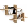 Shally Dogan Mensola Libreria a Parete con 3 Ripiani con Forma Geometrica, Scaffale da Muro Design Moderno Ideale per Casa, Ufficio, Unità di Mensole Multiuso Salvaspazio, 150 x 82 x 22 cm, Quercia