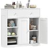 HOMCOM Mobile Bagno Salvaspazio con Cassetto e Ante 80x30x80.2 cm Bianco | Mobiletto Bagno, Ripiani Aperti, Armadietto da Terra, per Sala da Pranzo, Salotto, Soggiorno, Cucina