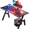 HLONONE Tavolo da gaming, 80 x 50 cm, tavolo per PC con piano monopezzo, nero