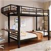 Ktipm Letto a Castello 90x200 cm con Scrivania e Vano Portaoggetti, Nero | Letto Castello Bambini con Scala e Parapetti Anticaduta, Letto Bambini Per 2 Persone con Struttura Metallica, Senza materasso