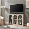 [en.casa] Credenza Mobile Contenitore Espositore Basso con Ripiano Interno e Vani Aperti Comò per Archiviazione Sala da Pranzo Soggiorno Ingresso 120x30x80 cm - Grigio
