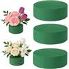 GUOYOU 3 Pezzi Spugna per Fiori Umida, Assorbimento Estremo Spugna per Fiori Finti, Verde Girare Blocchi di Fiore Rotondi Artigianato Feste Automobili Matrimoni (12x4cm)