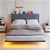 HOMERECOMMEND Letto matrimoniale da 140 x 200 cm, con illuminazione a LED, grigio scuro