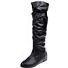 FQLGJMY Stivali da ginocchio con piattaforma a cuneo alto con tacco piattaforma grosso Lace Up & Zipper Punk Goth Stivali da combattimento di vitello medio Stivali da moto con fibbie in metallo
