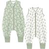 Chilsuessy Sacco nanna estivo con piedi, 0,5 Tog, per bambini piccoli, con gambe, 100% cotone, per ragazzi e ragazze, set da 2 pezzi, 100 cm, altezza del bambino 110-120 cm