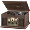 Victrola Quincy - Giradischi Bluetooth 6-in-1 - Espresso | Riproduce vinili, CD, cassette e radio FM tramite altoparlanti stereo integrati, streaming Bluetooth e aux, uscita cuffie