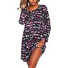 ENJOYNIGHT Camicia da notte da donna, a maniche lunghe, in cotone, camicia | Classico girocollo, camicia da notte con stampa di cartoni animati, taglio ampio, materiale leggero