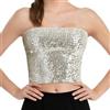 Wildarms Top corto da donna con paillettes scintillanti, a forma di sirena, senza spalline, metallizzato, per feste e discoteche
