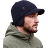 Hat Hut Berretto in Lana con Visiera, Cappello Invernale Foderato in Pile | Berretto invernale in lana con visiera, caldo, foderato in pile con paraorecchie, Beanie Uomo Cappello da Baseball Invernale