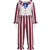 NUWIND Uomo Flando Costume da Clown Tuta Cosplay Cornfield Campo di Grano Assassino Guanti Horror Body a Strisce Verticali Rosse e Bianche Costume di Halloween