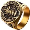 JewelryWe Anello di San Benedetto di Norcia: Anello Grande da Uomo Donna Anello Preghiere Promessa in Acciaio Inossidabile Colore Argento/Oro