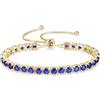 FANCIME Braccialetto da donna con pietra portafortuna in argento Sterling con bracciale tennis placcato in oro, classico bolo, catena regolabile, gioielli raffinati, regalo di compleanno per donne
