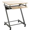 HAKU Tavolino per notebook su rotelle con ripiano estraibile per tastiera, struttura in acciaio antracite e ripiani MDF effetto rovere chiaro, 60 × 75 × 49 cm, stile moderno