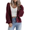 Hotouch Cardigan Donna Corto Maglia Scollo a V con Bottoni Open Front Elegante Casual Giacca da Spalla