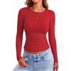 Aottori Maglia Donna Maniche Lunghe T Shirt Girocollo a Coste Slim Fit | Maglie manica lunga aderente, T‑shirt costine elasticizzato, Tops Basic Casual, intimo per uscite giornaliere