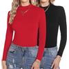 Aottori Maglia Donna Collo Alto Manica Lunga Confezione da 2 | Colletto Rialzato Dolcevita, Cotone Lupetto Aderente Leggero Basic, Intimo Traspirante Elasticizzato, Sottogiacca Invernale