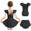 Arshiner Ragazze Balletto Abbigliamento 2-9 Anni Manica Corta Vestito Balletto Body Danza Cotone Senza Schienale Bambini Glitter Tuta Due Pezzi Body Danza con Gonna Tutu