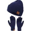 Bequemer Laden Uomo Donna Invernale Cappello Berretto e Touch Screen Guanti | Unisex Invernali Cappelli Berretti in Maglia a Coste con Fodera in Pile Termici Guanti Touch Screen, Regalo Natale, Sci Corsa