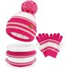 Bequemer Laden Invernale Cappello Bambino Scaldacollo Guanti Termici 2-7 | Termico Beanie Berretto Bambino con Pon Pon Caldo Scaldacollo Guanti Touch Screen per 2-7 Anni Bambina Bambini Regalo Natale