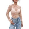 Avidlove Top da Donna in Pizzo, Camicetta Elegante a Maniche Lunghe con Inserti in Rete.