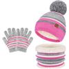 Bequemer Laden Cappello Bambino Invernale Scaldacollo Guanti Termici 2-7 | Termico Beanie Berretto Bambino con Pon Pon Sciarpa ad Anello Guanti Touch Screen per 2-7 Anni Bambina Bambini Regalo Natale
