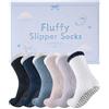 Niorasen Calzini Antiscivolo Donna Caldi in Pile, 6 Paia, 35-42 | Calze casa morbide e calde con gommini antiscivolo, soffici da letto, inverno, regalo donna