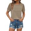 Cicy Bell Maglietta da donna in pizzo, a maniche corte, elegante, scollo rotondo, estivo.