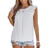 CUPSHE Camicetta da donna in pizzo con volant manica ad aletta ricamata con occhielli top estivo vestibilità ampia casual boho camicia in cotone