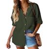 Hotouch Blusa da Donna in Cotone, Camicia Button-Down a Maniche Lunghe con abbottonatura Davanti S-XXL