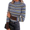 Saodimallsu Maglione da donna a righe, slim fit | Maglia a maniche lunghe a blocchi di colore, rotonda, a maniche lunghe, con bottoni