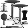 tectake® Set da 2 Tavolo Alto Pieghevole da Ristorante, Copertura 90 x 110 cm, Tavolo Bistrot, Tondo Pieghevole, Piano MDF Removibile, Telaio in Acciaio, Piedi in Plastica, Tavoli da Bar - Nero