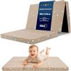 Totsy Baby Materasso Culla 60x120 cm pieghevole per Lettino da Viaggio | Sfoderabile rivestimento lavabile 30 gradi borsa di trasporto inclusa schiuma compatta bambini Beige con stelle bianche