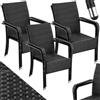 tectake® Set di 6 Sedie in Rattan, Impilabile, Rattan Resistente alle Intemperie, Schienale Alto, Struttura in Acciaio, Set Sedie Sala da Pranzo 6, Comfort e Stabilità per Interni ed Esterni, Nero