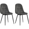 Lestarain set di 2 Sedie da Pranzo in Velluto, Nero | Sedie da Cucina con Schienale, Sedia Ergonomica con Gambe Metalliche, Seduta Imbottita