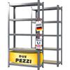etm Scaffalatura per carichi pesanti, confezione da 2 pezzi, 180 x 90 x 40 cm, grigio, scaffalatura, scaffalatura, scaffalatura, scaffalatura, sistema a incastro montato senza attrezzi (Lakota,