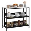 HOMCOM Isola da Cucina Bancone Bar con Ripiani 100x50x90cm Nero e Bianco | Scaffale da Cucina, Piano Effetto Marmo, Struttura in Metallo