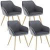 Lestarain 4 X Sedia Poltroncina da Sala Pranzo Sedie Moderne da Cucina con Schienale e Braccioli Sedia Imbottita in Velluto per Camera da Letto Soggiorno Gambe Metalliche d'Oro Grigio scuro