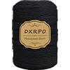 DXRPO Filo di Macramé 3 mm x 300 m, filo di cotone naturale, corda, utilizzato come arazzo da parete, sospensione di fiori, fai da te, artigianato, pianta, decorazione bohemien, nero