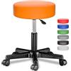 CASARIA® Sgabello con Ruote Regolabile 46-60 cm in Similpelle Seduta Imbottita Sedia Girevole Sgabelli con Rotelle Sgabello Trucco Sedia Girevole