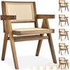 tectake® Set 6 Sedie da Pranzo con Braccioli, Stile Boho, Legno Massiccio | 59 x 56,5 x 82,5 cm, Intreccio Viennese, Schienale Largo, Verniciatura Protettiva, Gambe ad A, Max 120 kg, Rovere Chiaro