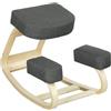 Vinsetto Sedia Ergonomica con Inginocchiatoio e Movimento a Dondolo Grigio | Sedia Posturale Imbottita Moderna, Legno di Betulla e Poliestere, 51x69x58 cm